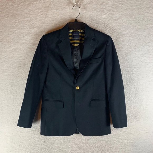 Nautica Boy's Gold Button Blazer‎ Suit Jacket with Pockets in Navy Size 12 8754 - Picture 1 of 12